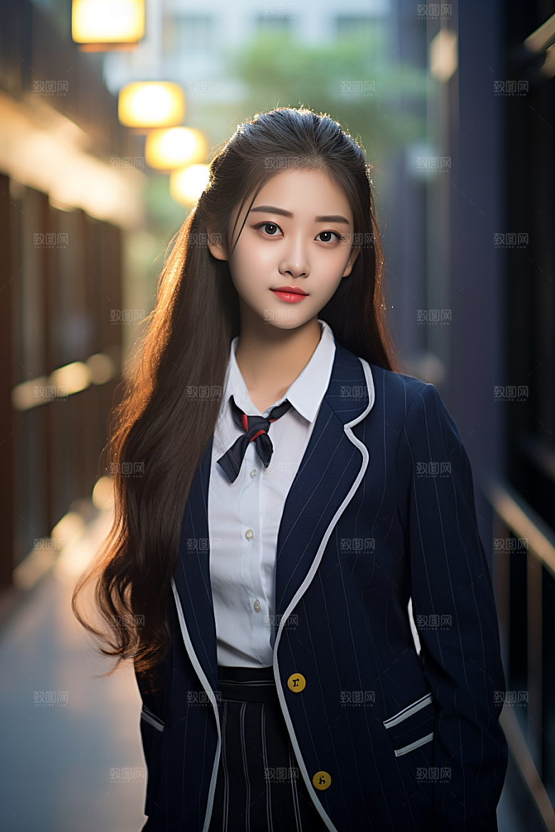 校服人物青春靓丽摄影图