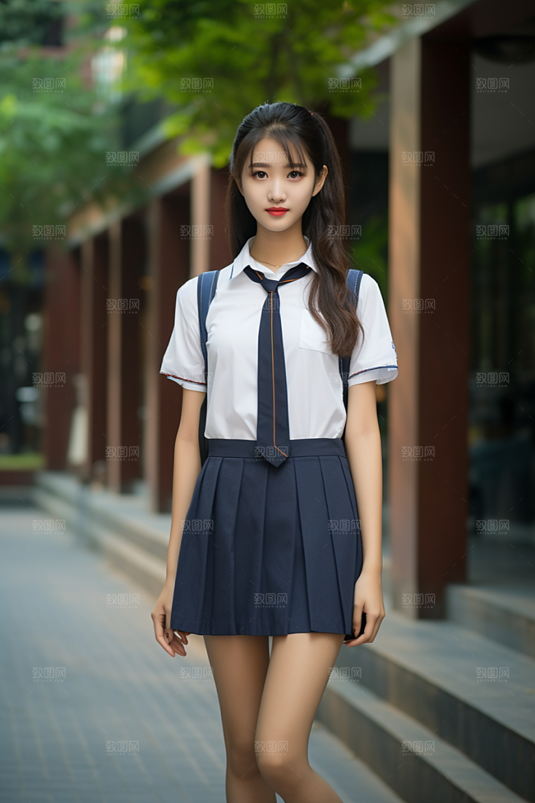 校服人物清新青少年摄影图
