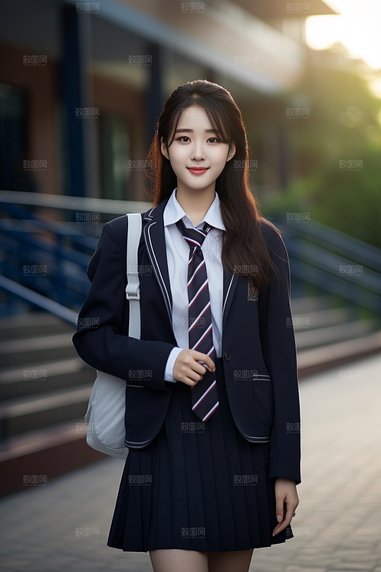 校服人物学生清新摄影图