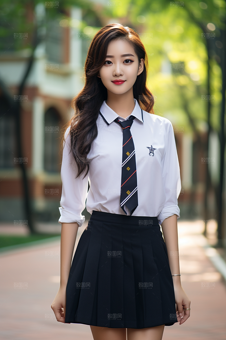 校服人物清新靓丽摄影图
