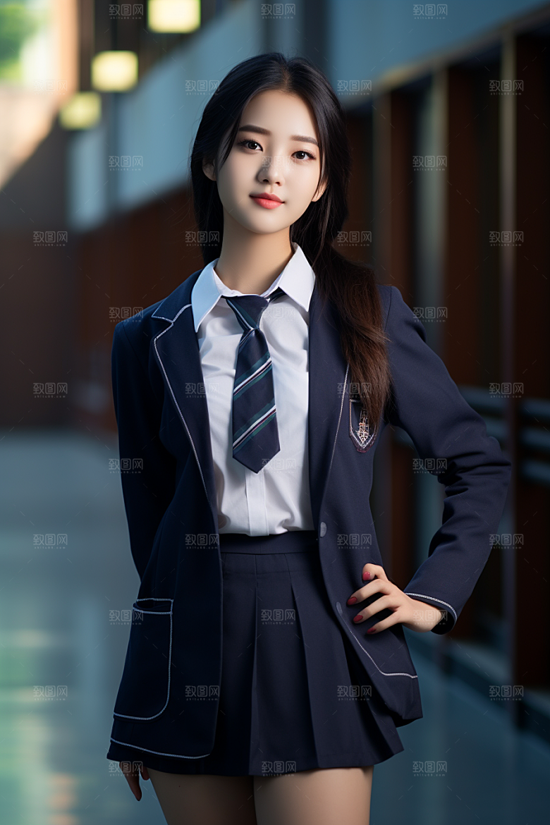 校服人物校园高中摄影图