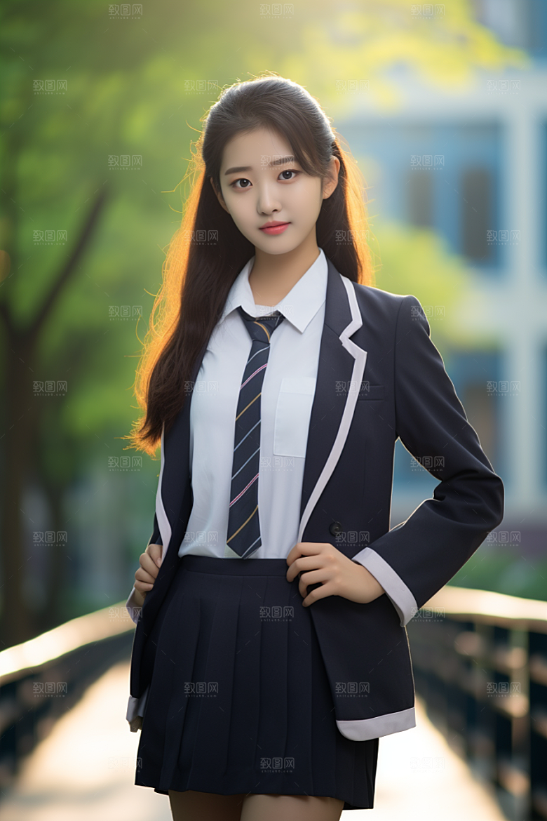 校服人物靓丽校园摄影图