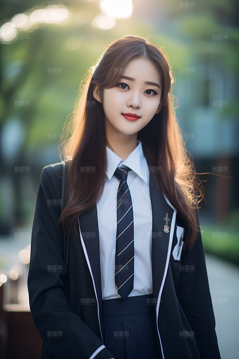 校服人物校园高中摄影图