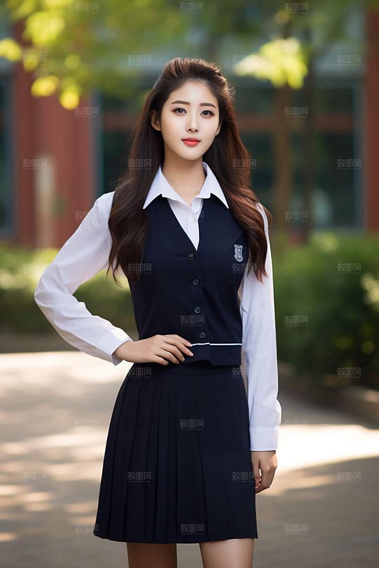 校服人物学校校园摄影图
