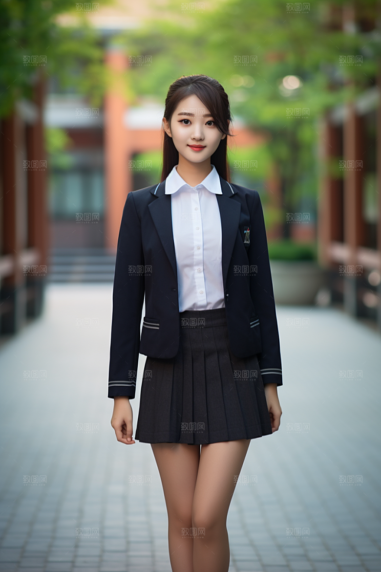 校服人物青少年靓丽摄影图