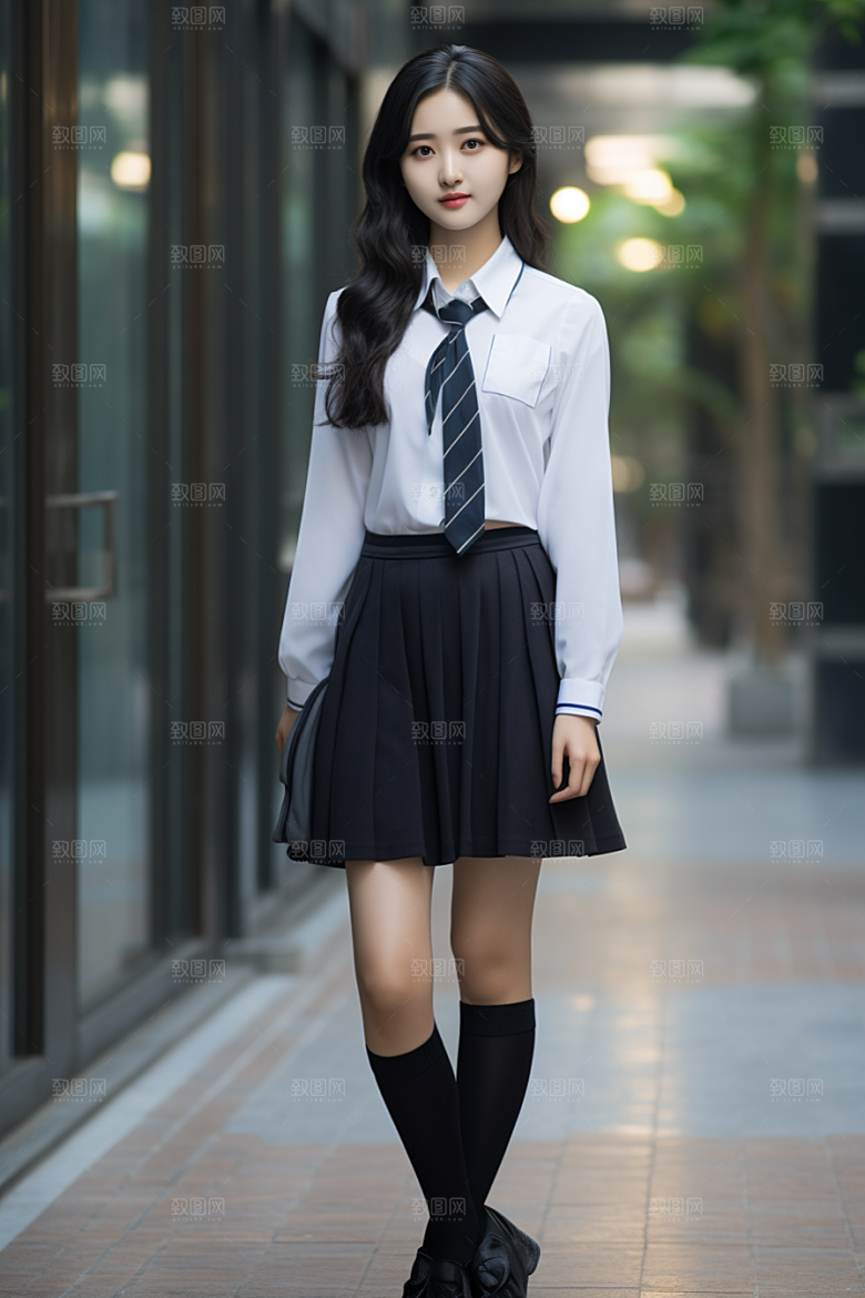 校服人物清新学生摄影图