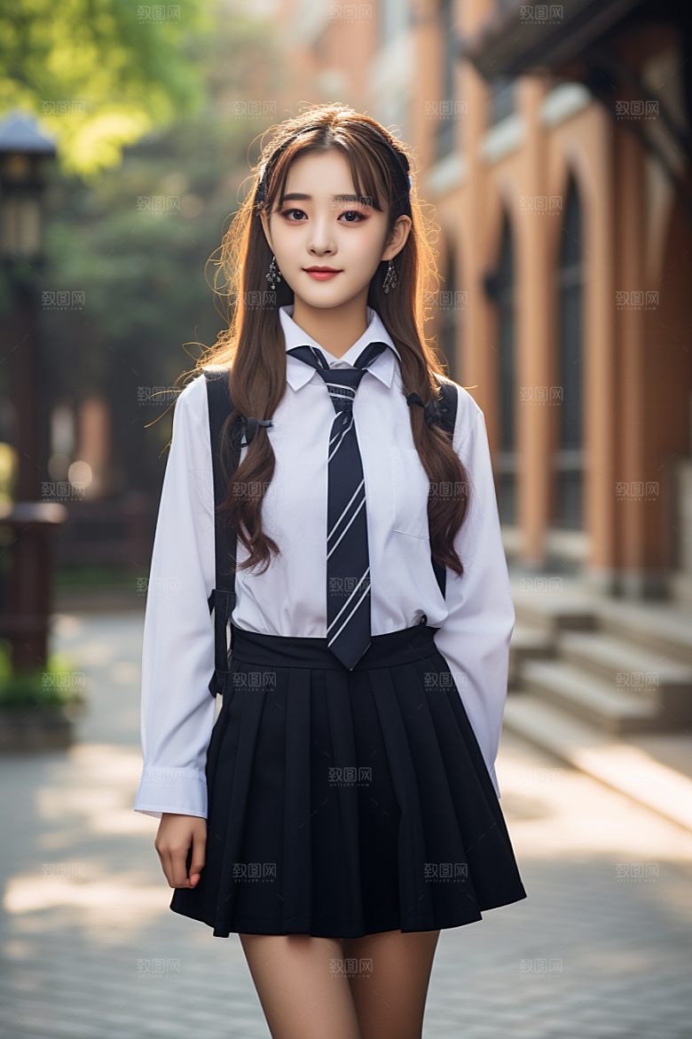 校服人物清新靓丽摄影图