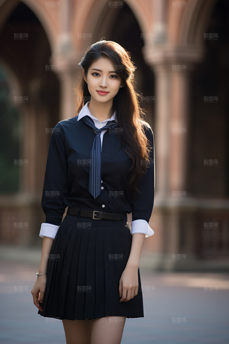 校服人物学生高中摄影图