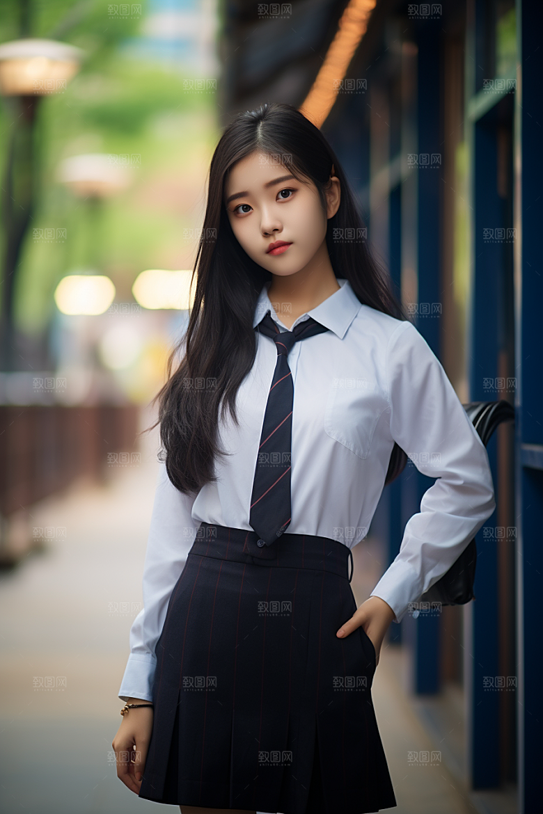 校服人物青少年学校摄影图