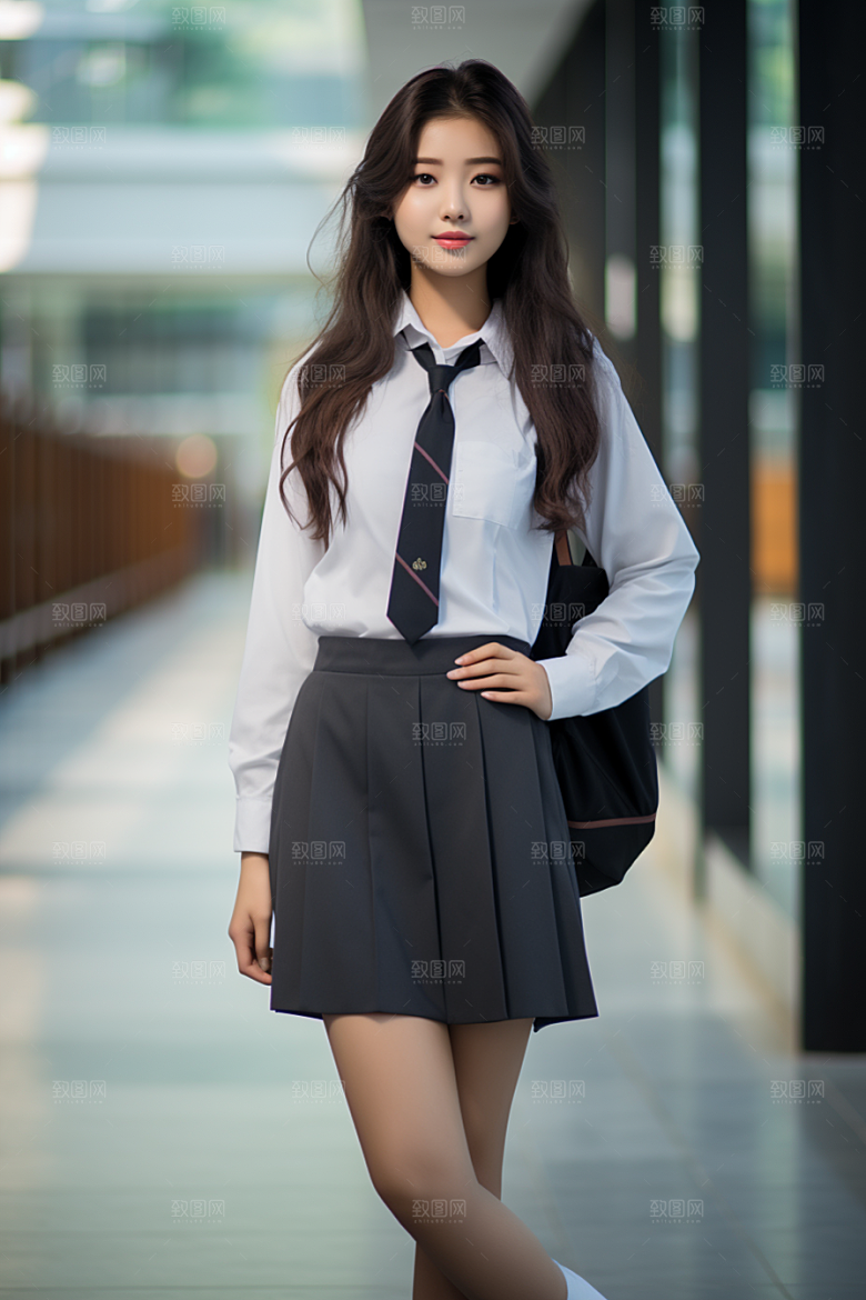 校服人物肖像校园摄影图