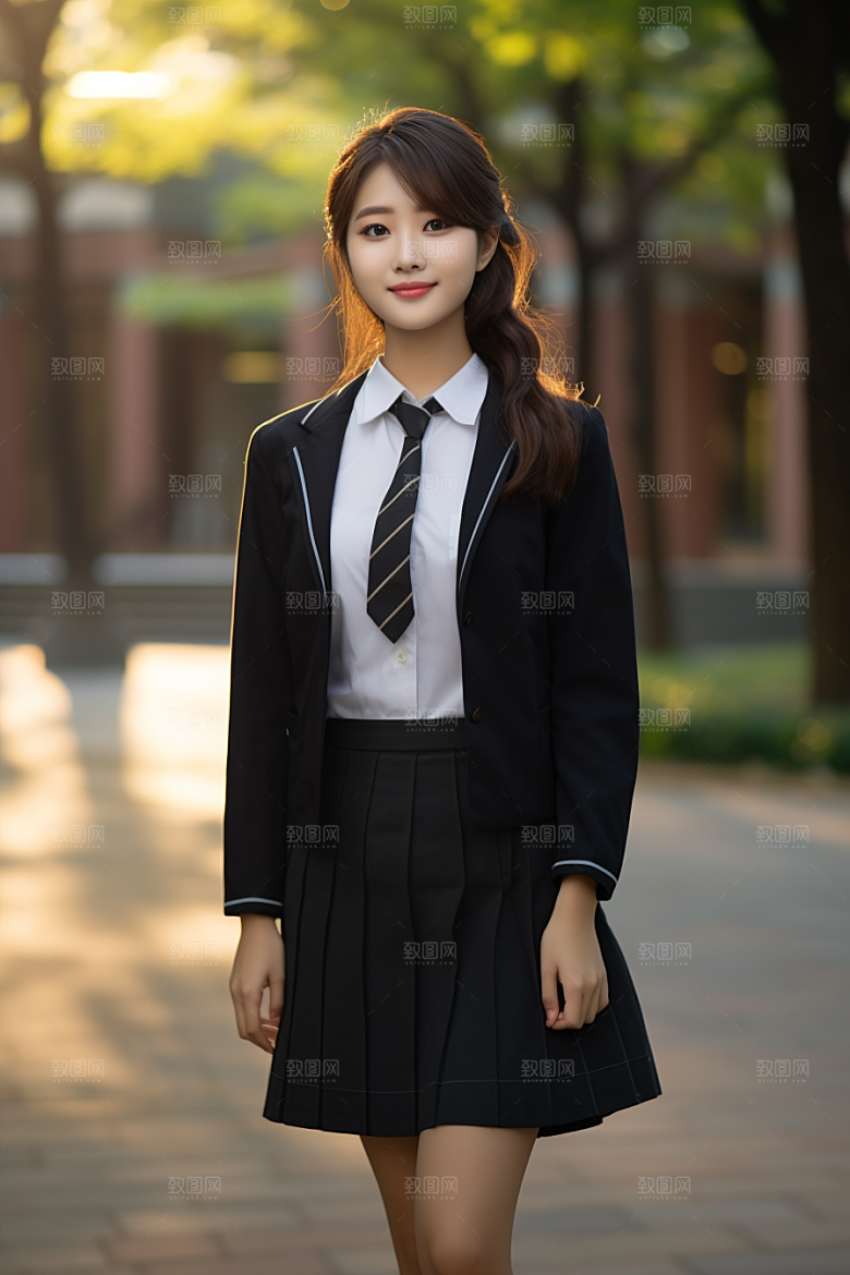 校服人物肖像学生摄影图