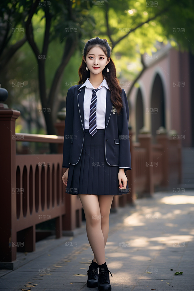校服人物自然制服摄影图