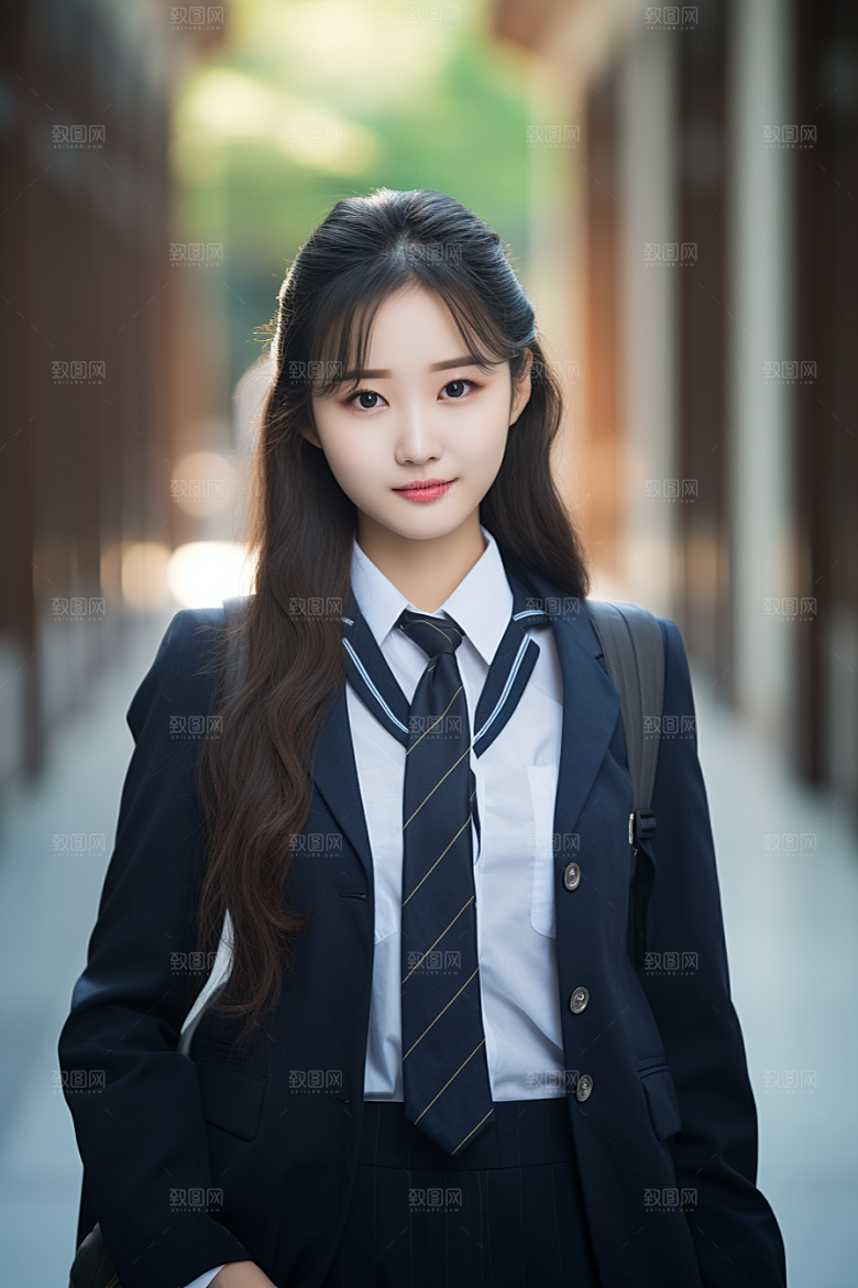 校服人物青少年靓丽摄影图