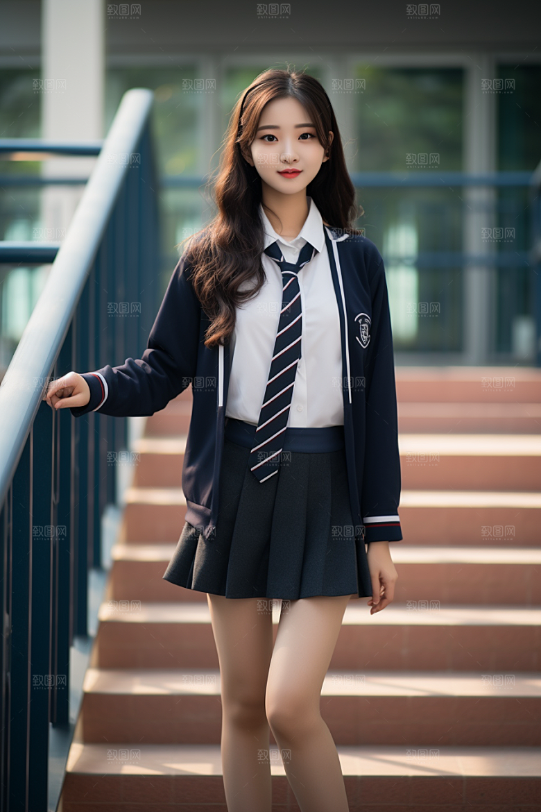 校服人物青少年肖像摄影图