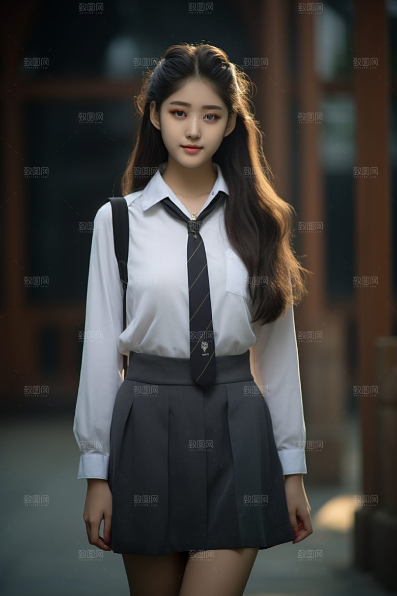 校服人物自然制服摄影图
