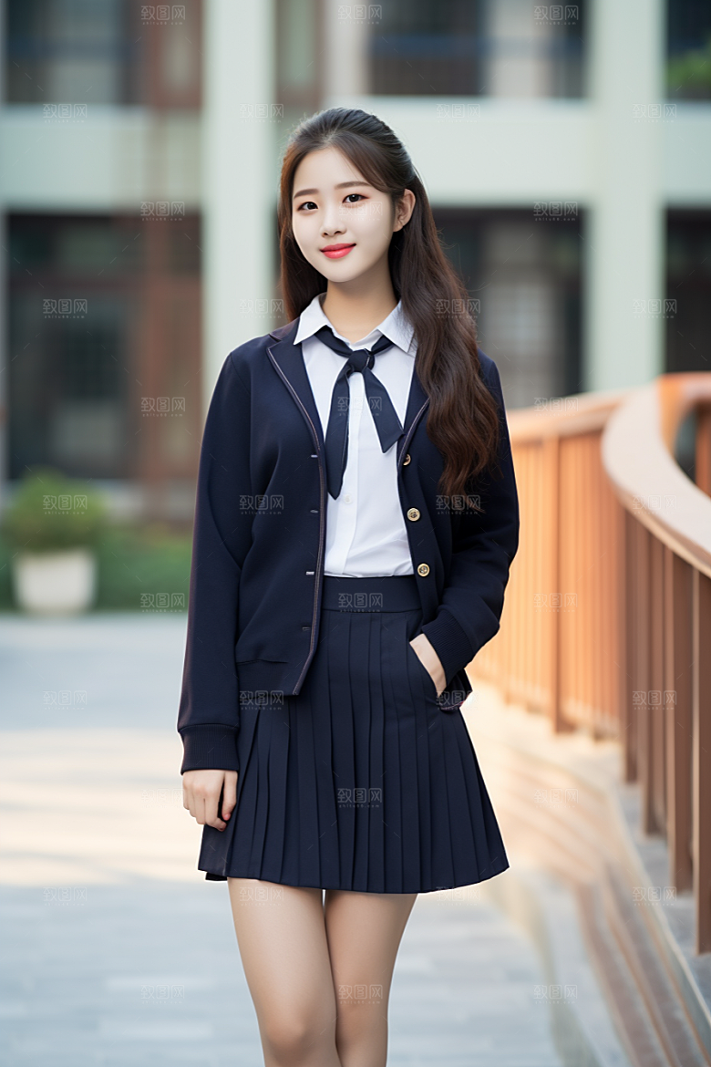 校服人物人像高中摄影图