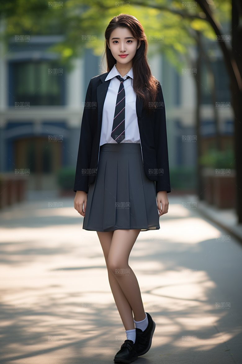 校服人物学生高中摄影图