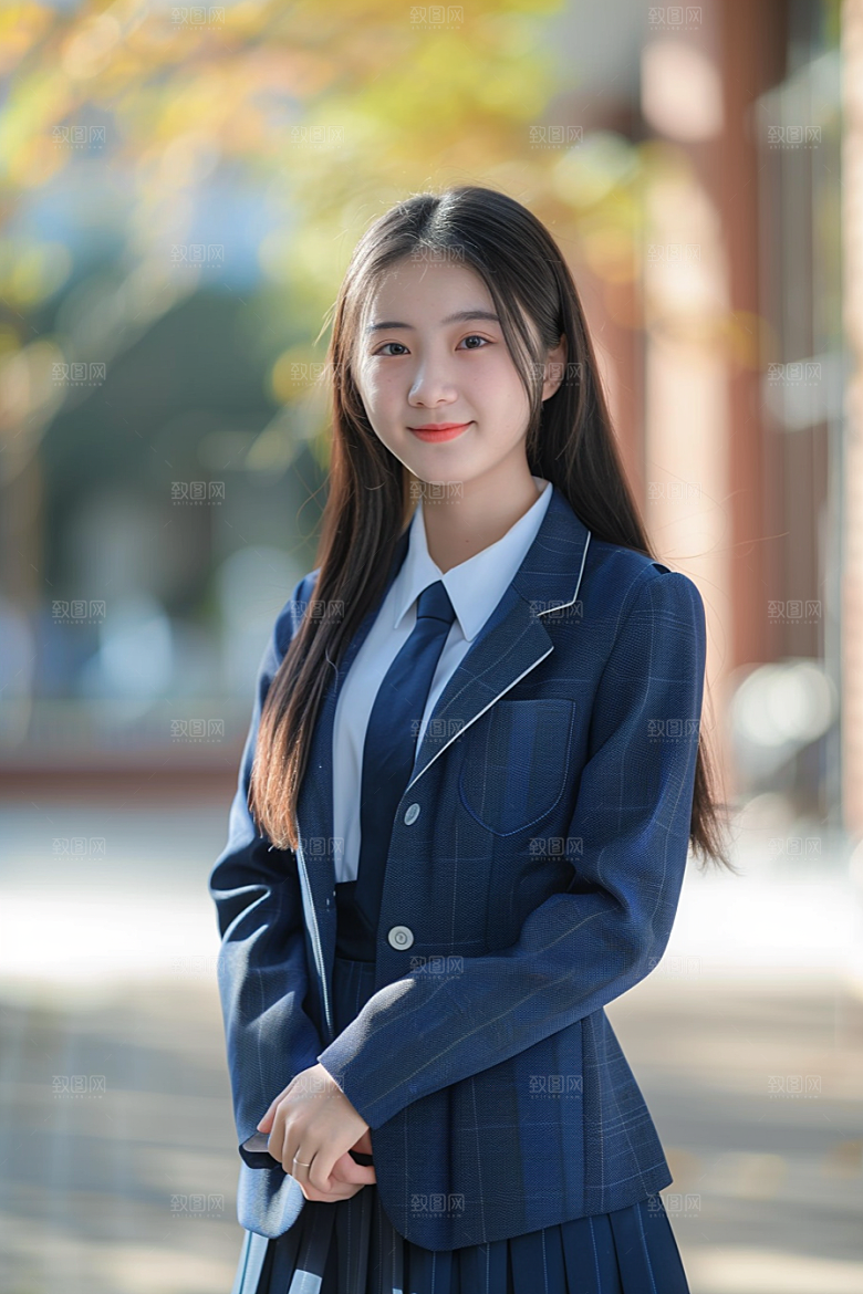 校服人物肖像学校摄影图
