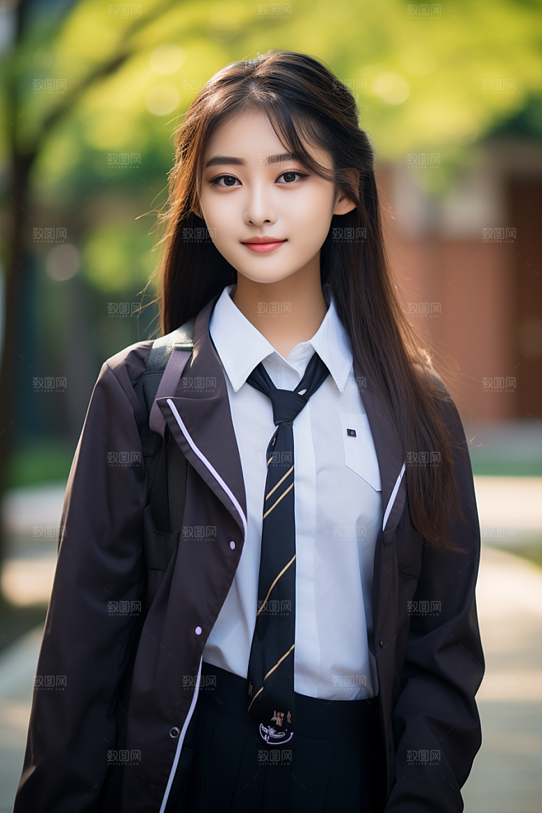 校服人物制服学校摄影图