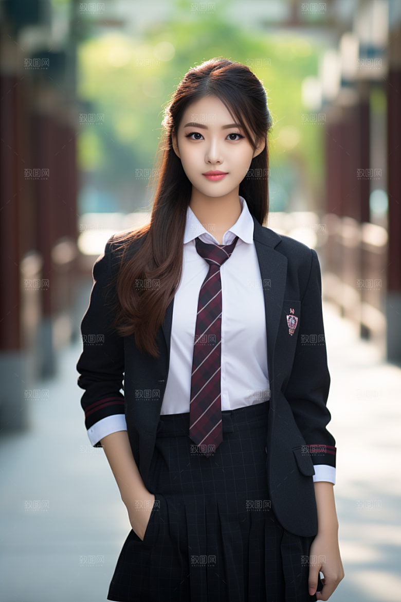 校服人物清新自然摄影图