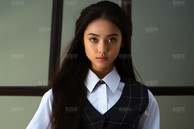 校服人物青少年校园摄影图