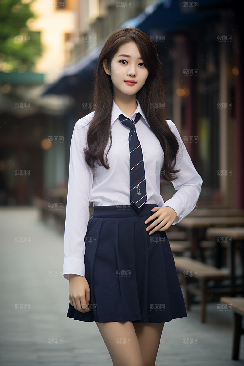校服人物学校靓丽摄影图