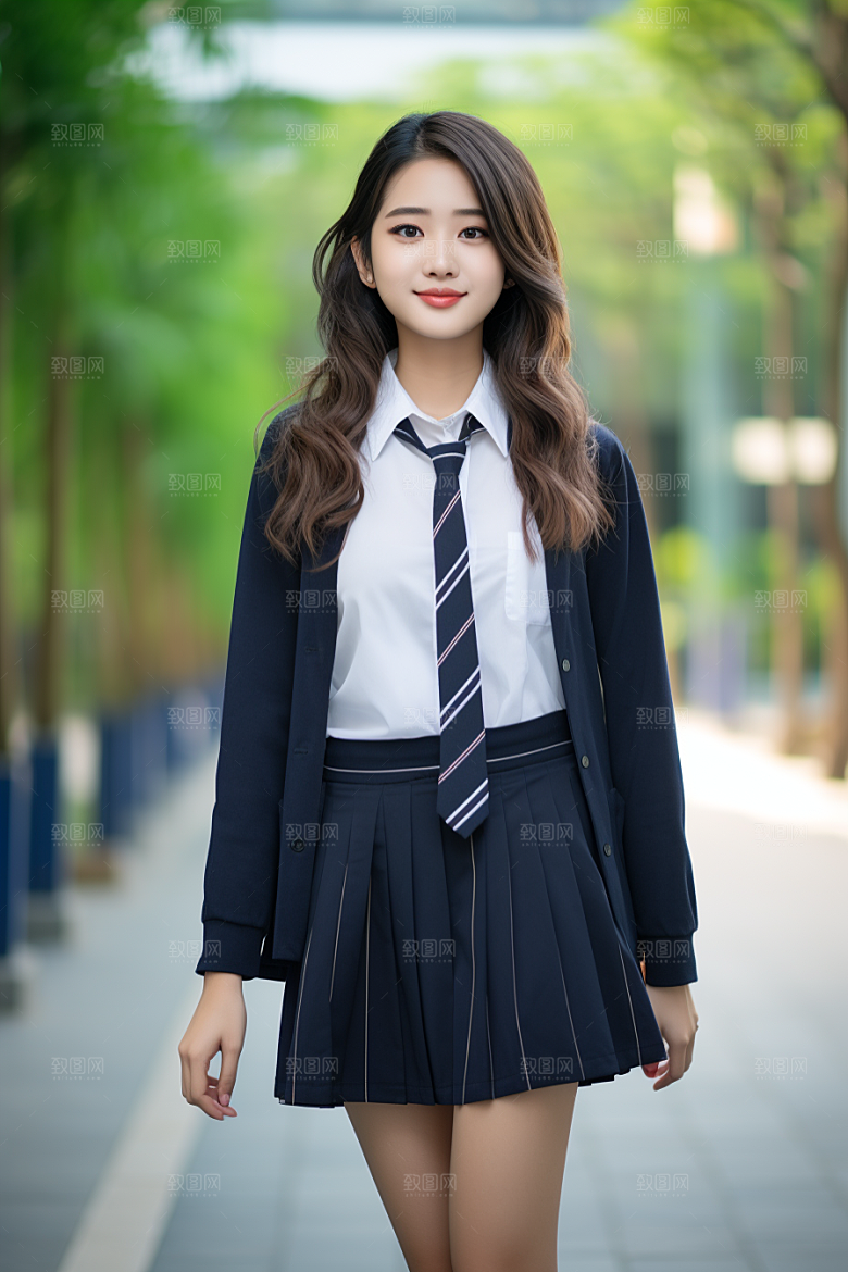 校服人物清新校园摄影图