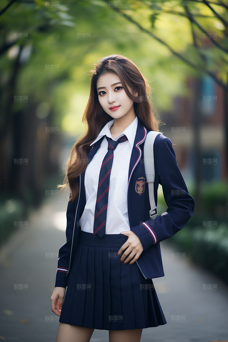 校服人物制服清新摄影图