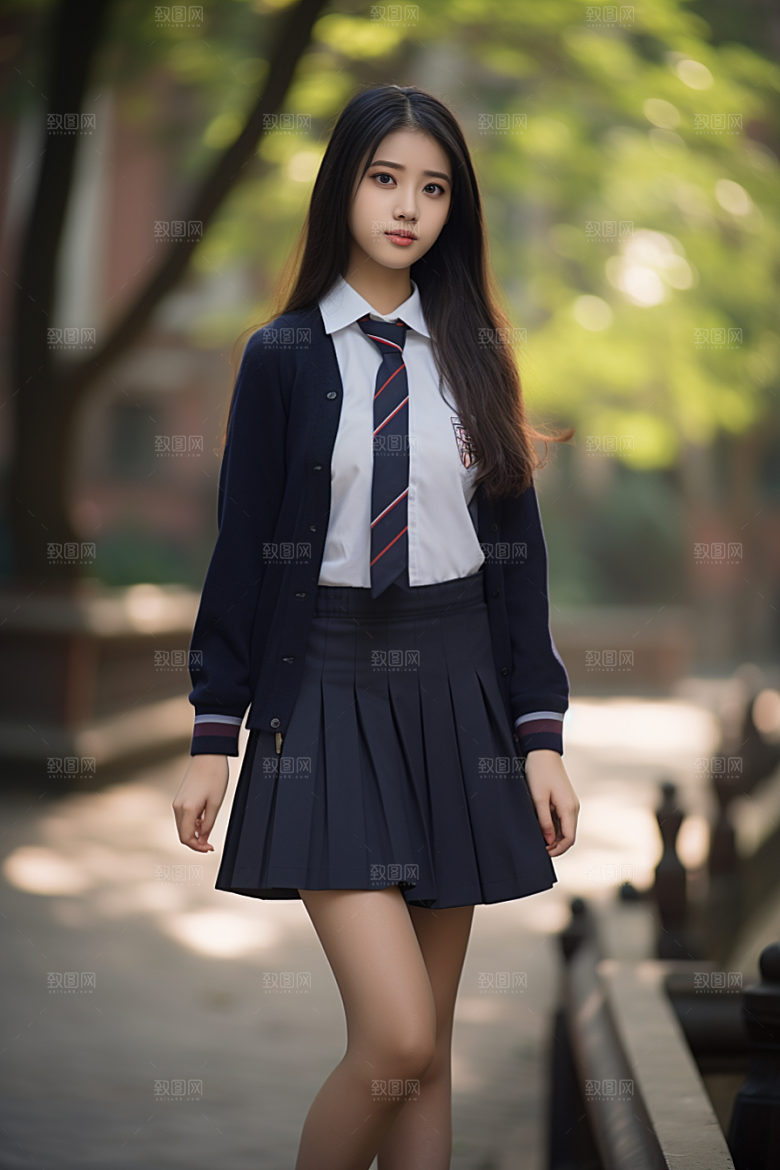 校服人物学校校园摄影图