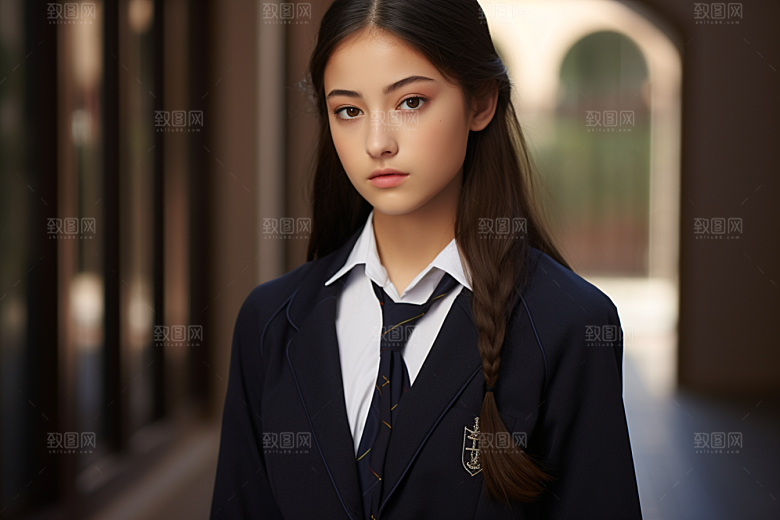 校服人物肖像靓丽摄影图