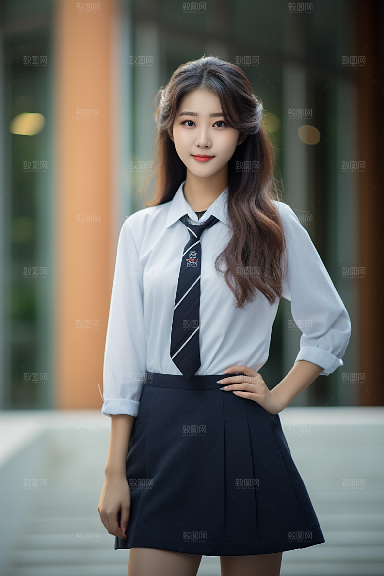 校服人物学校高中摄影图