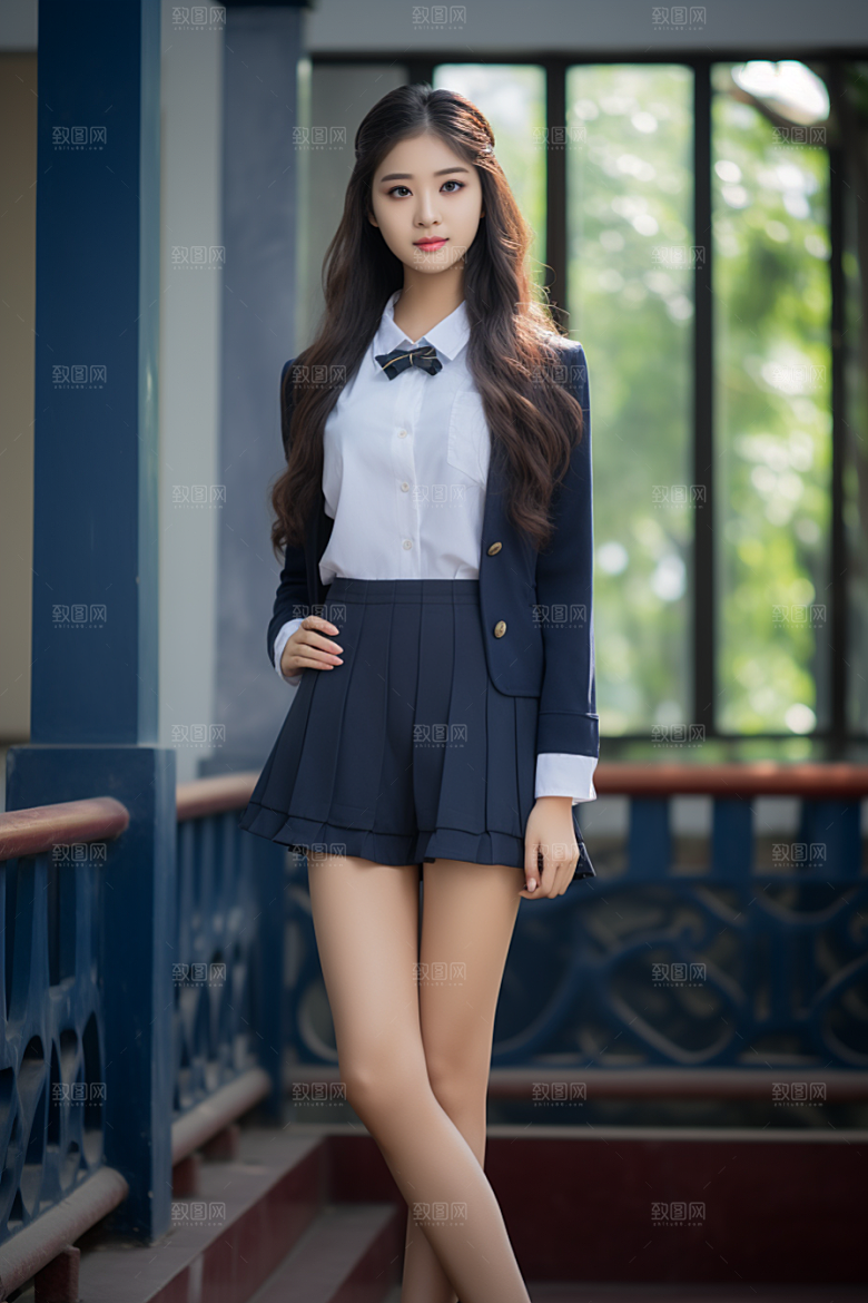 校服人物肖像清新摄影图