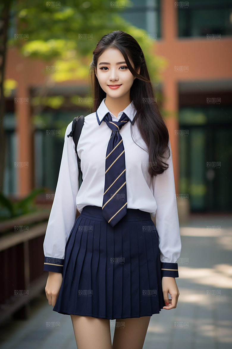 校服人物清新学生摄影图