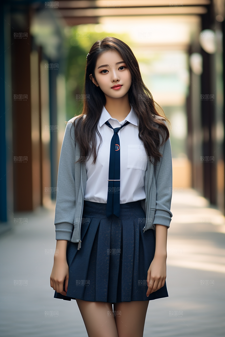 校服人物清新青少年摄影图