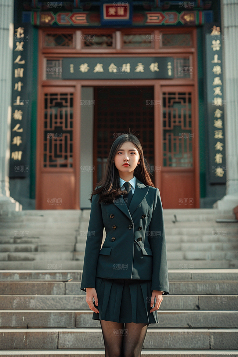 校服人物学生肖像摄影图