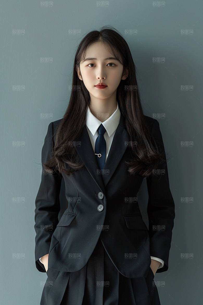 校服人物学校肖像摄影图