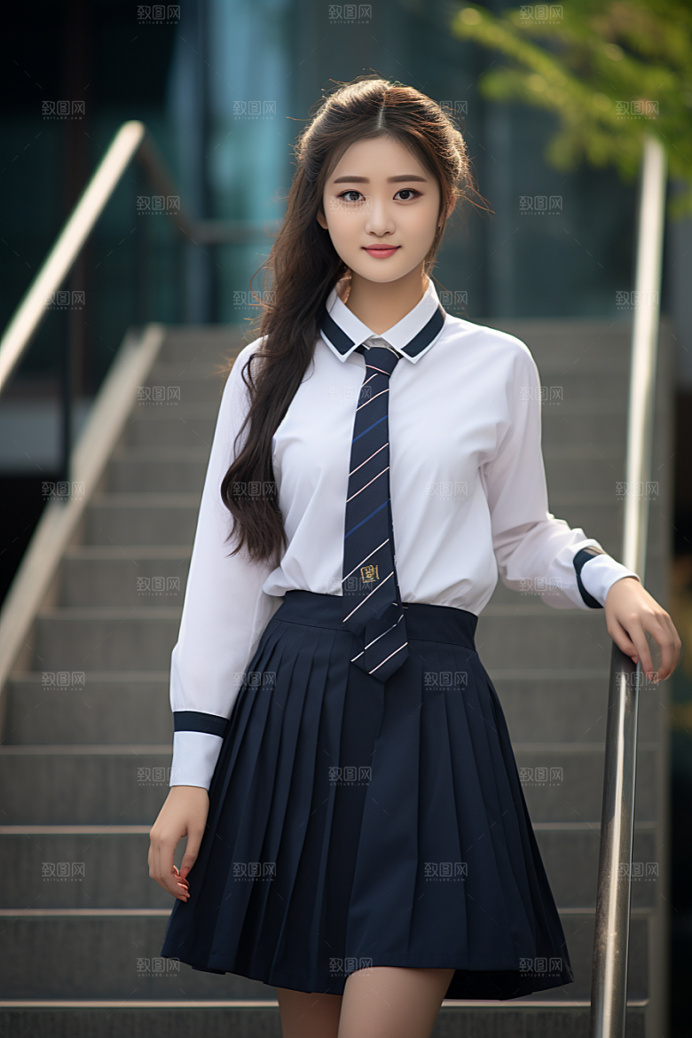 校服人物学校自然摄影图