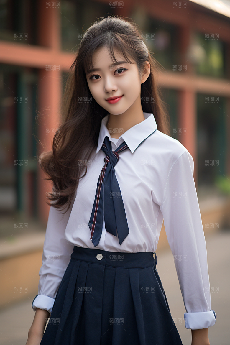 校服人物肖像靓丽摄影图