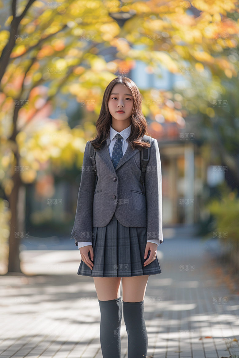 校服人物人像学校摄影图