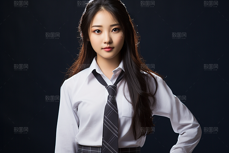 校服人物制服自然摄影图