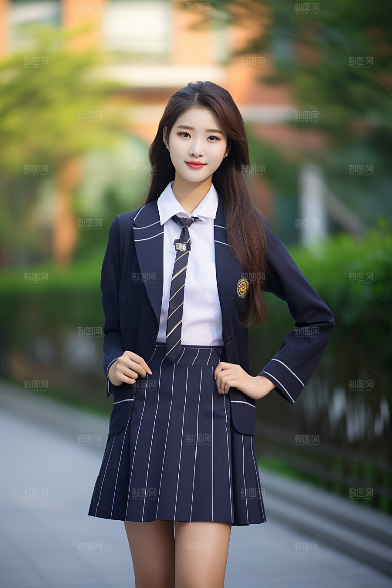 校服人物学校校园摄影图