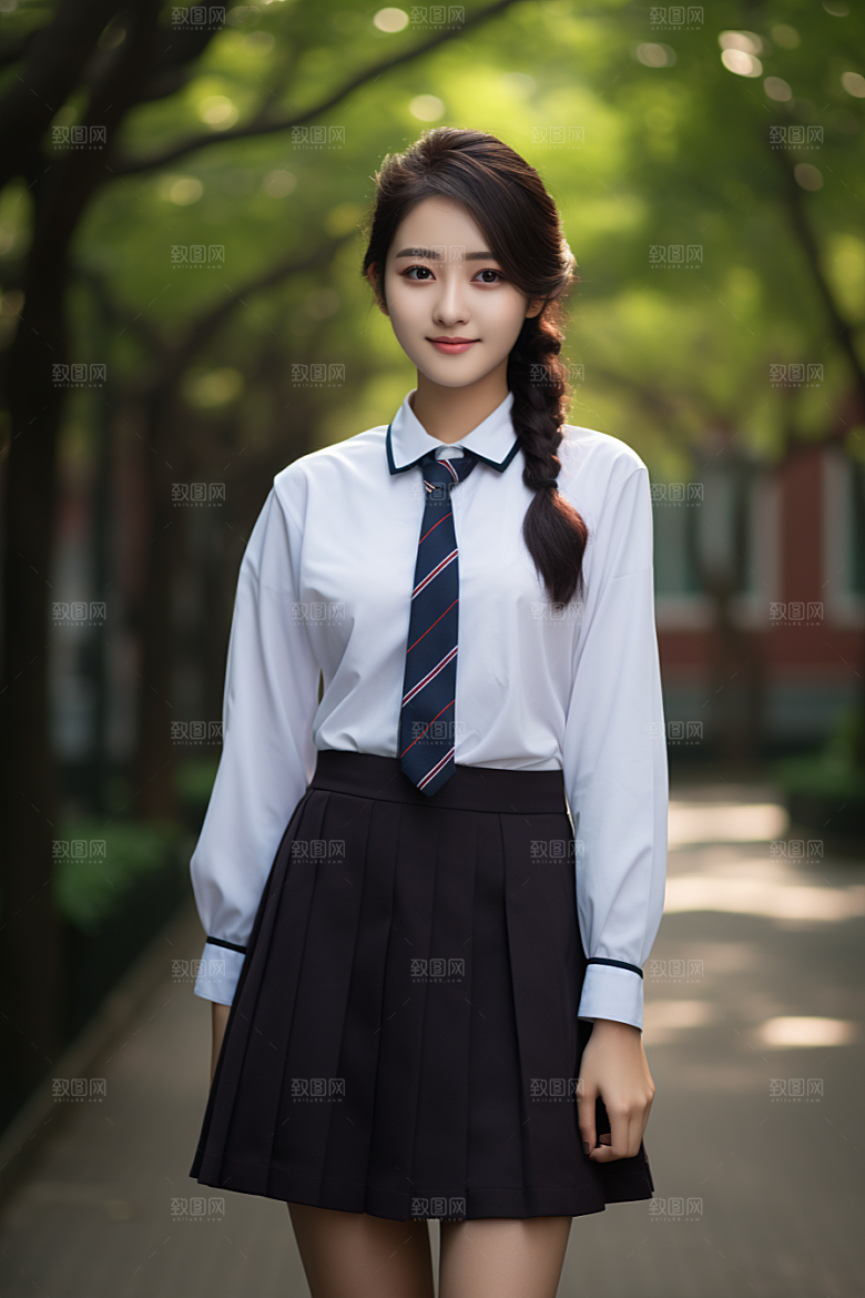 校服人物青少年高中摄影图