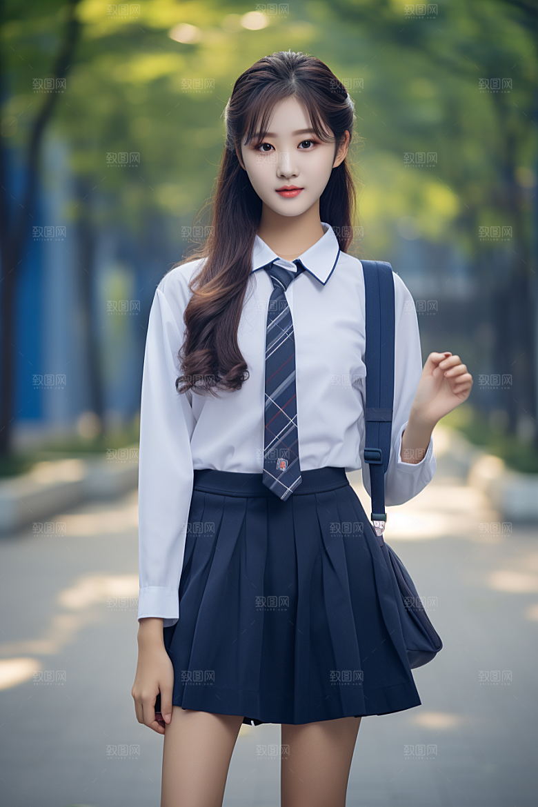 校服人物自然靓丽摄影图