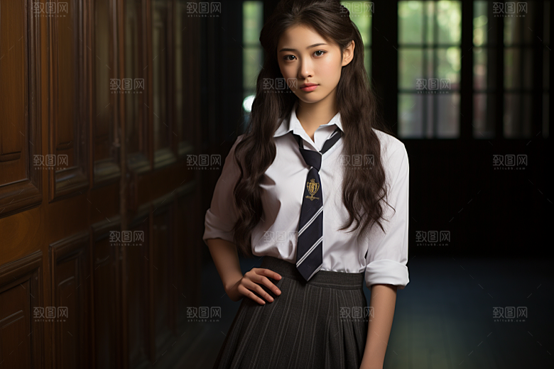校服人物制服肖像摄影图