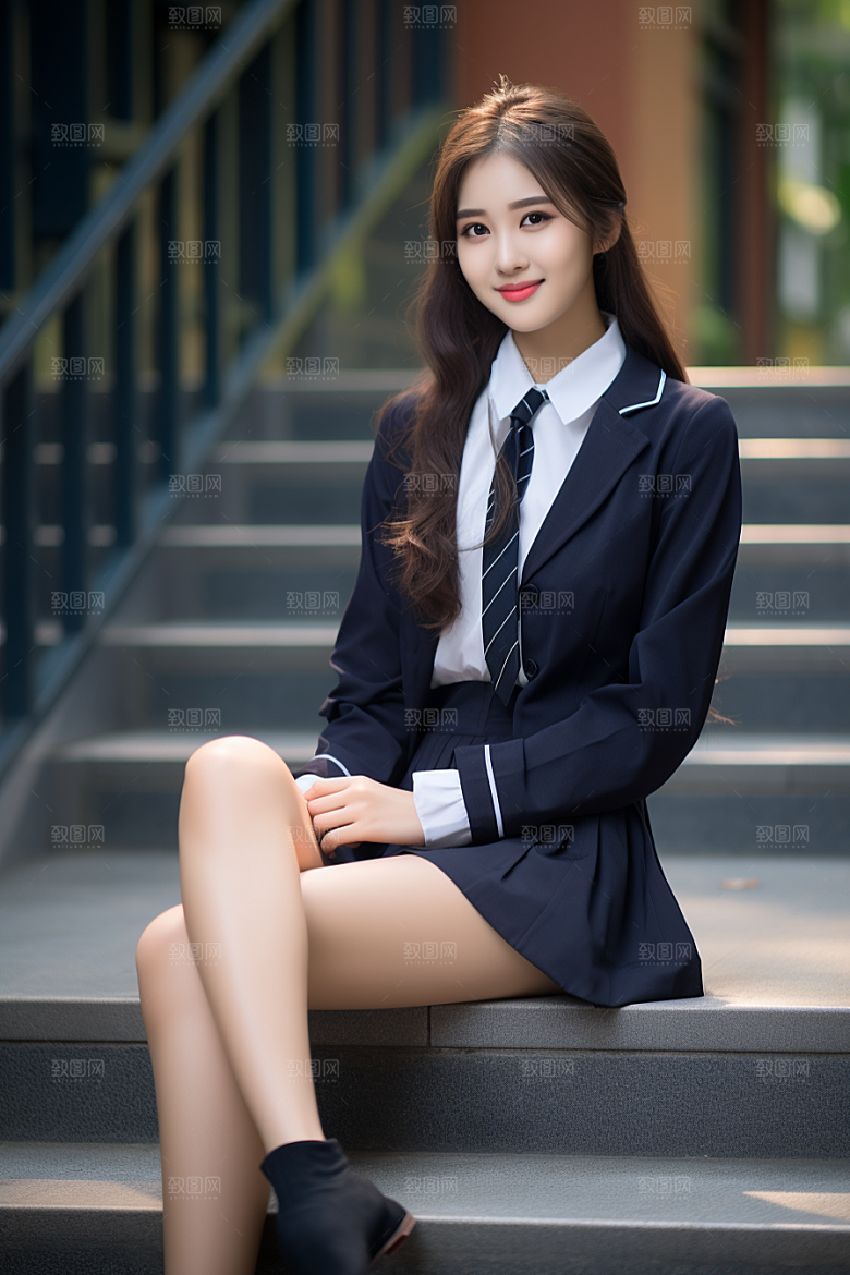 校服人物高清制服摄影图