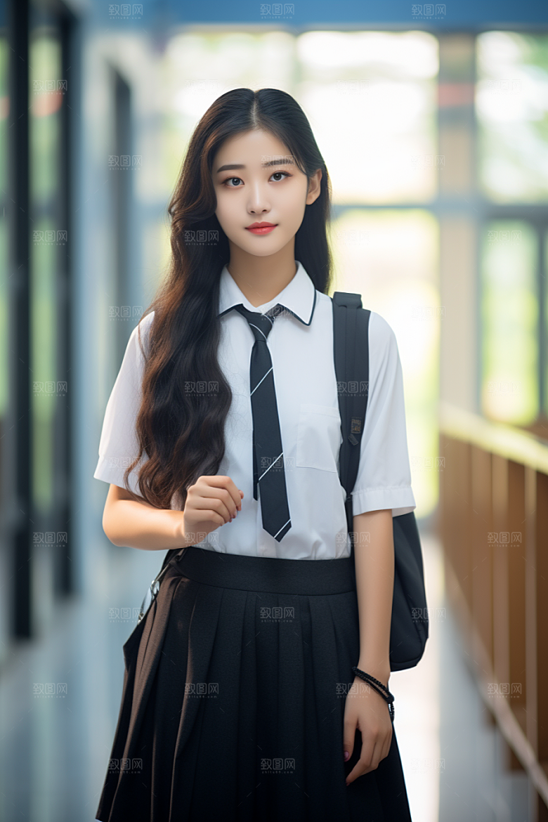 校服人物制服靓丽摄影图