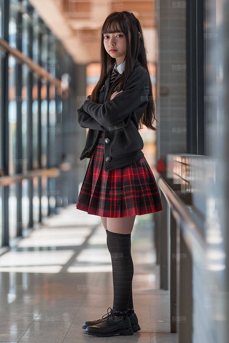 校服人物制服学生摄影图