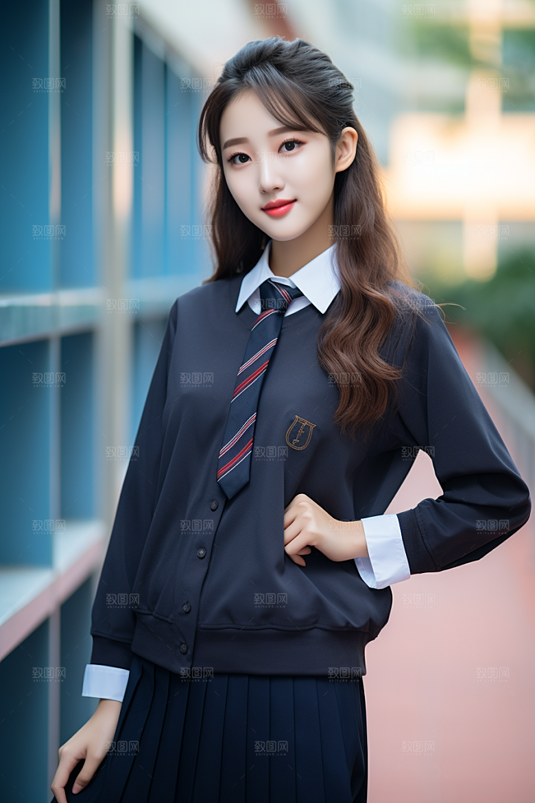 校服人物肖像高中摄影图