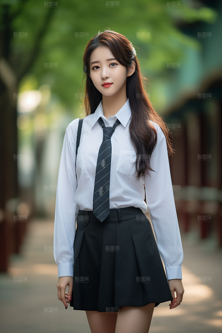 校服人物制服清新摄影图