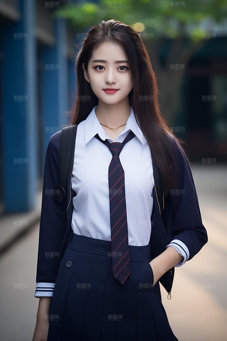 校服人物制服高清摄影图